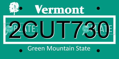 2CUT730 Vermont License Plate