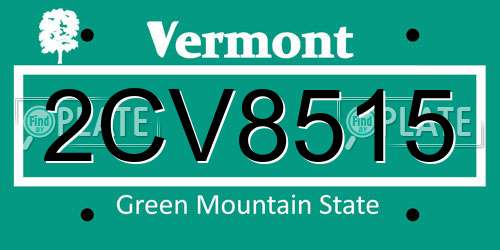 2CV8515 Vermont License Plate