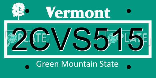 2CVS515 Vermont License Plate