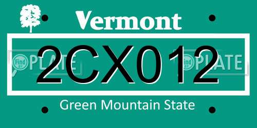 2CX012 Vermont License Plate