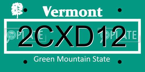 2CXD12 Vermont License Plate