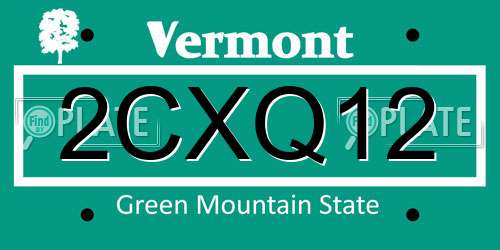 2CXQ12 Vermont License Plate
