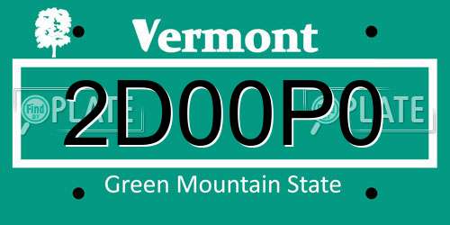 2D00P0 Vermont License Plate