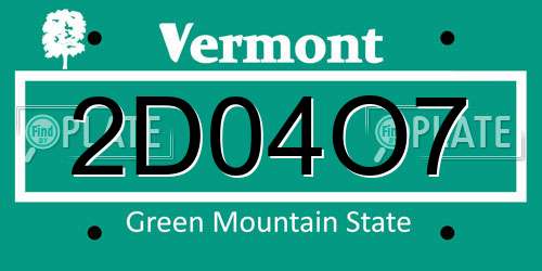 2D04O7 Vermont License Plate