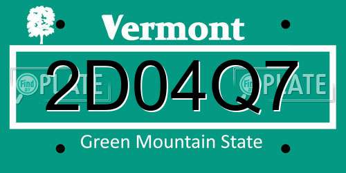 2D04Q7 Vermont License Plate