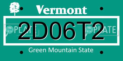 2D06T2 Vermont License Plate