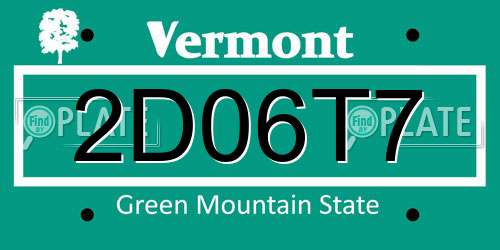2D06T7 Vermont License Plate