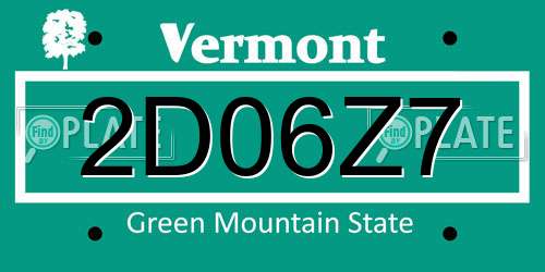 2D06Z7 Vermont License Plate