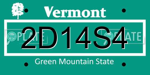2D14S4 Vermont License Plate