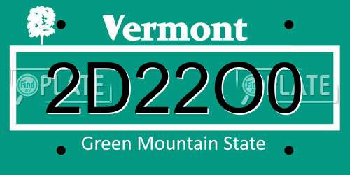 2D22O0 Vermont License Plate