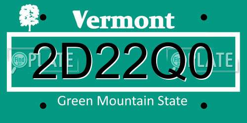 2D22Q0 Vermont License Plate