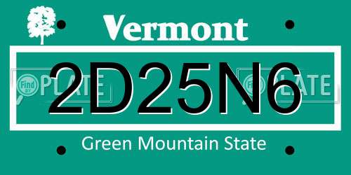 2D25N6 Vermont License Plate