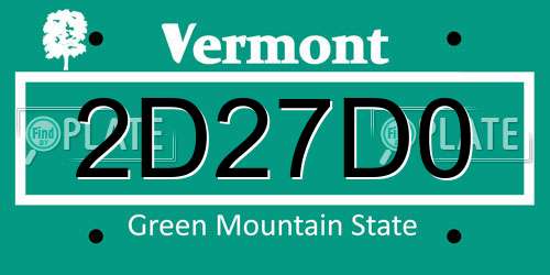 2D27D0 Vermont License Plate