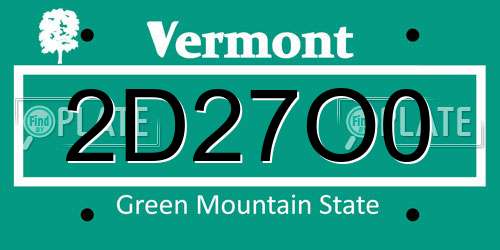 2D27O0 Vermont License Plate
