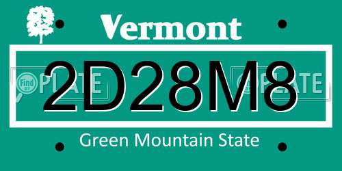 2D28M8 Vermont License Plate