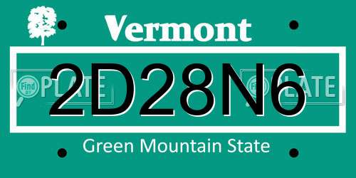 2D28N6 Vermont License Plate