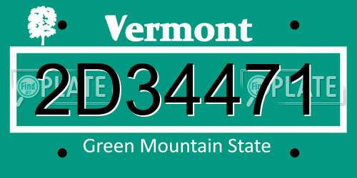 2D34471 Vermont License Plate