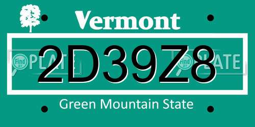 2D39Z8 Vermont License Plate