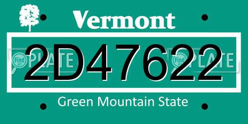 2D47622 Vermont License Plate