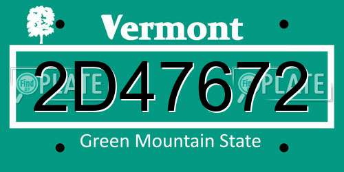 2D47672 Vermont License Plate