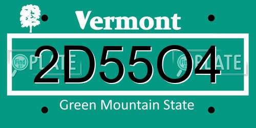 2D55O4 Vermont License Plate
