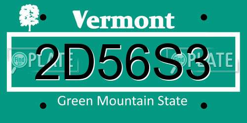 2D56S3 Vermont License Plate