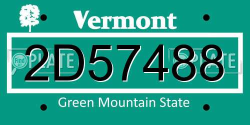 2D57488 Vermont License Plate