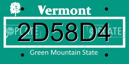 2D58D4 Vermont License Plate