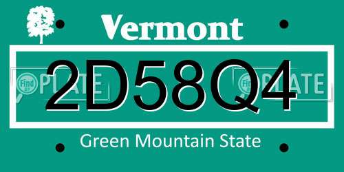 2D58Q4 Vermont License Plate