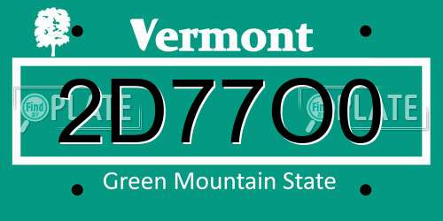 2D77O0 Vermont License Plate