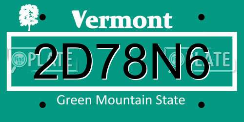 2D78N6 Vermont License Plate
