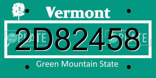 2D82458 Vermont License Plate