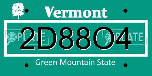 2D88O4 Vermont License Plate