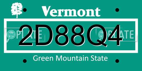 2D88Q4 Vermont License Plate
