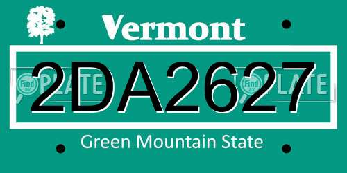 2DA2627 Vermont License Plate