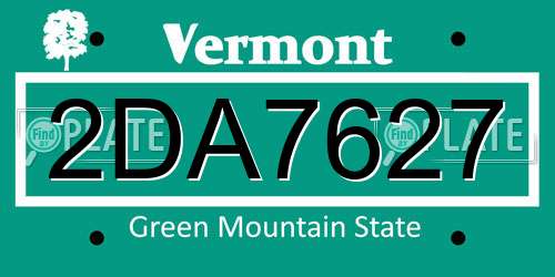 2DA7627 Vermont License Plate