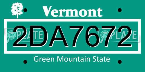 2DA7672 Vermont License Plate