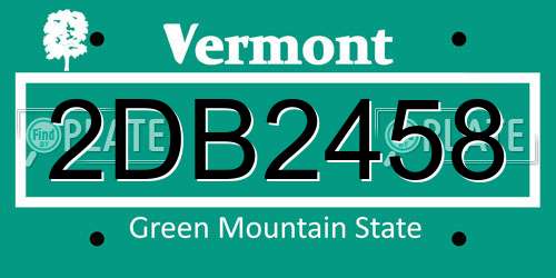 2DB2458 Vermont License Plate