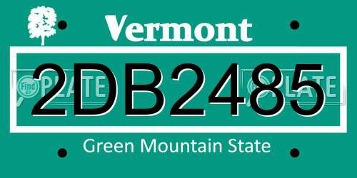 2DB2485 Vermont License Plate