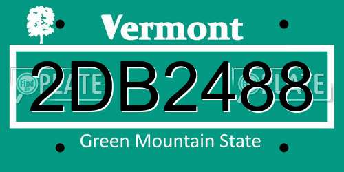 2DB2488 Vermont License Plate