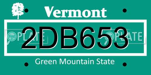 2DB653 Vermont License Plate