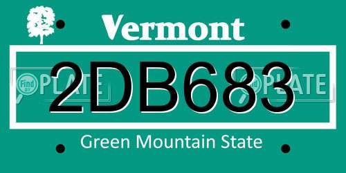 2DB683 Vermont License Plate