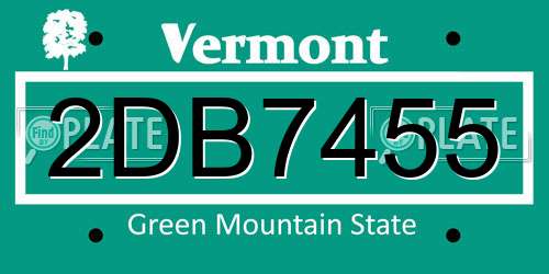 2DB7455 Vermont License Plate