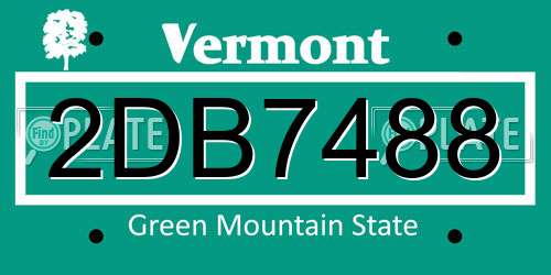 2DB7488 Vermont License Plate