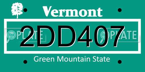 2DD407 Vermont License Plate