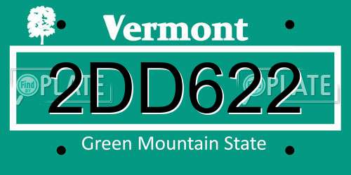 2DD622 Vermont License Plate