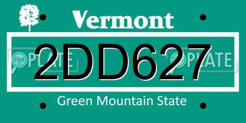 2DD627 Vermont License Plate