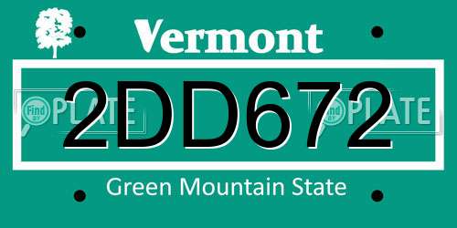 2DD672 Vermont License Plate