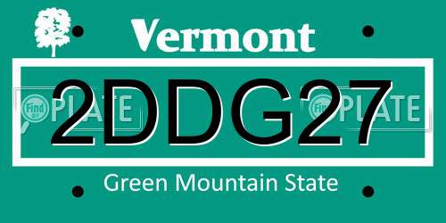 2DDG27 Vermont License Plate