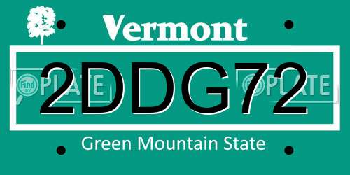 2DDG72 Vermont License Plate